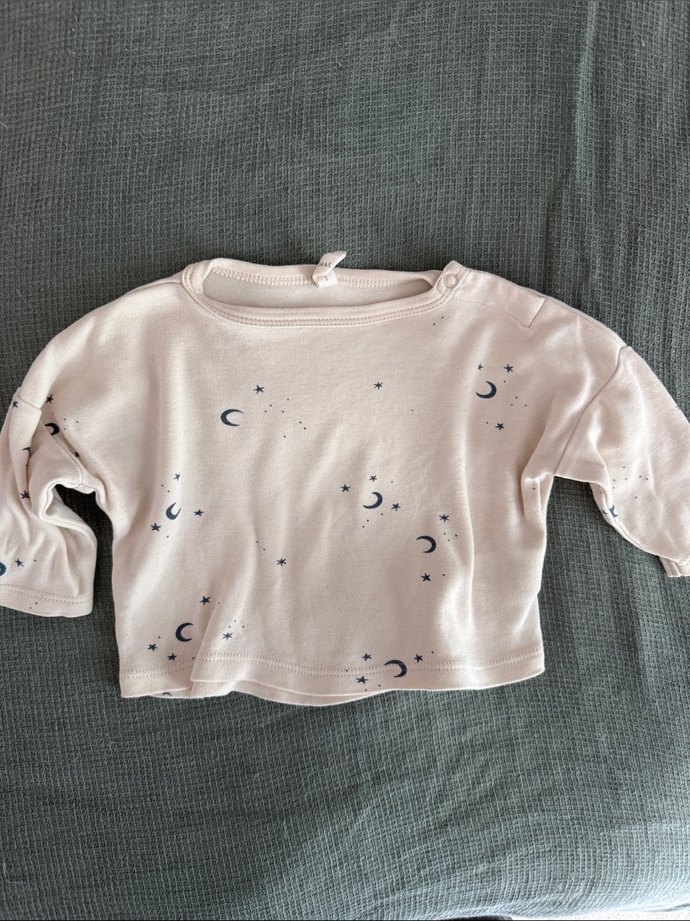 Quincy Mae Cream Baby Long Sleeve Top with Navy Star & Moon Print